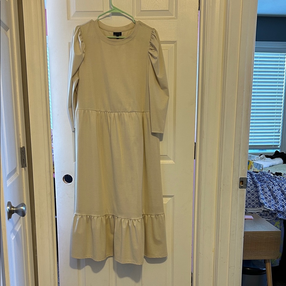 Who What Wear Beige Long Sleeve Dress